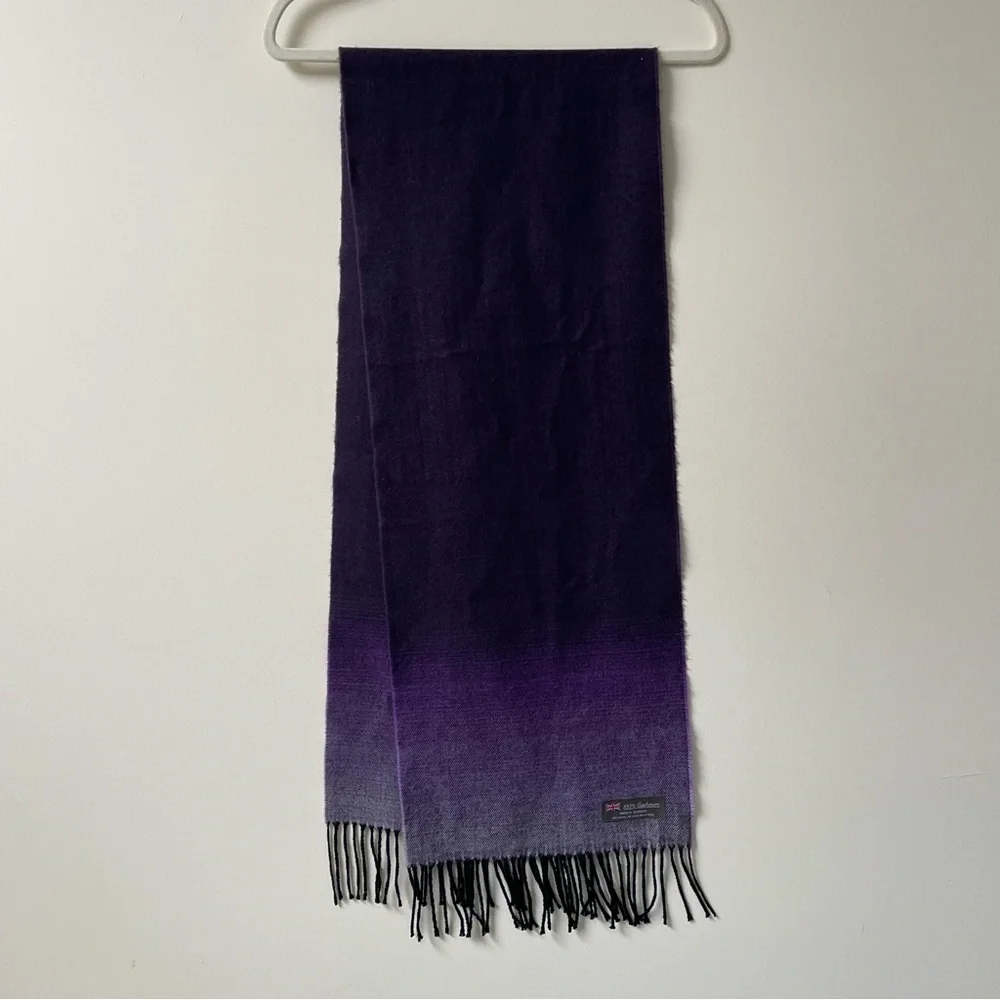 Elegant Purple Ombre 100% Cashmere Scarf - Picture 5 of 5